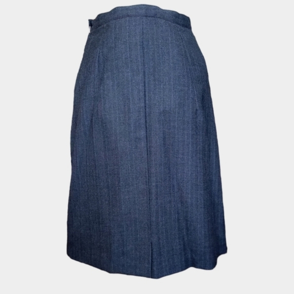 Vintage A-line midi skirt hand made grey very high waist wool back slit size 10 - Picture 2 of 13